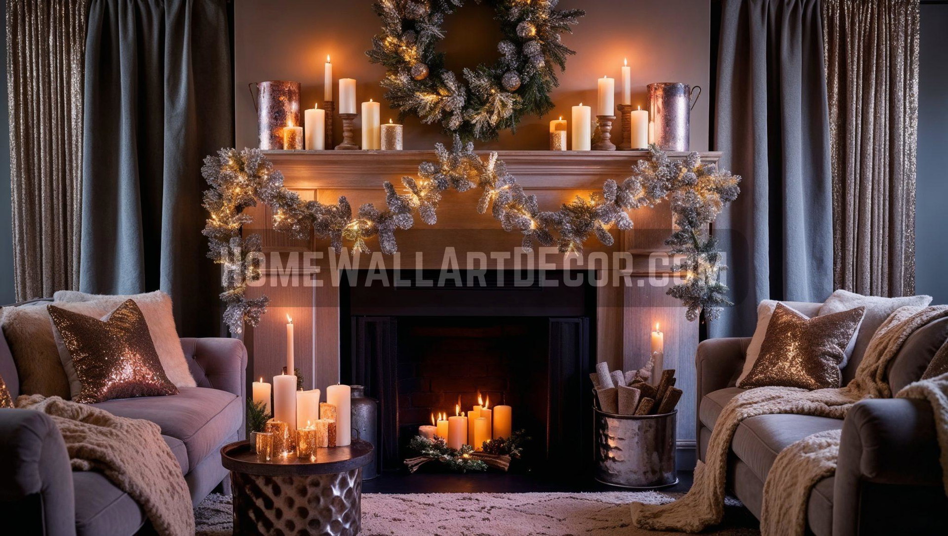 Sophisticated yet Rustic Christmas Decor Ideas: Christmas Mantle Fireplace