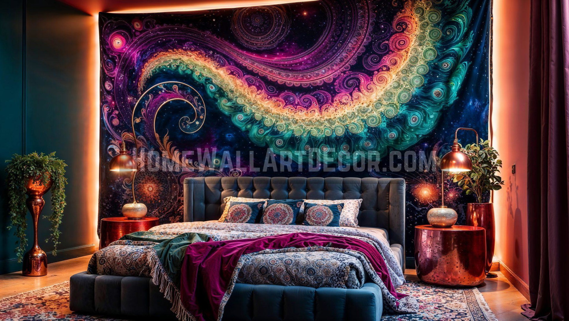 Bright Jewel Tone Wall Tapestry Decor Idea