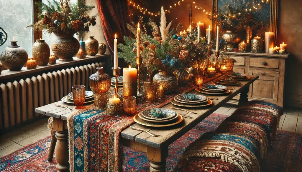 Rustic Christmas Bohemian Decor Idea: Dining Room