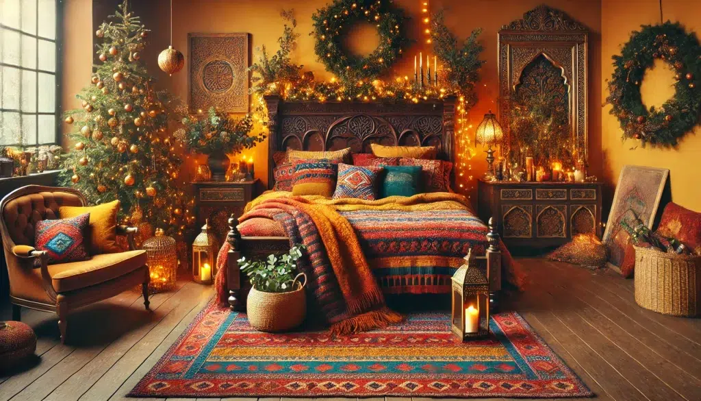 Dreamy Festive Christmas Bohemian Decor Ideas: Bedroom