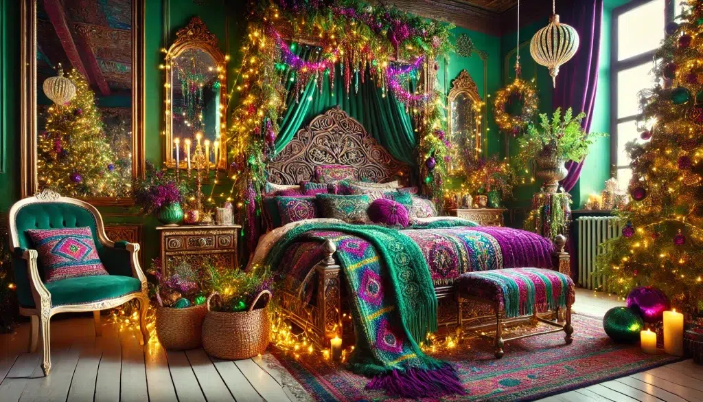 Festive Christmas Bohemian Decor Ideas: Christmas Bedroom