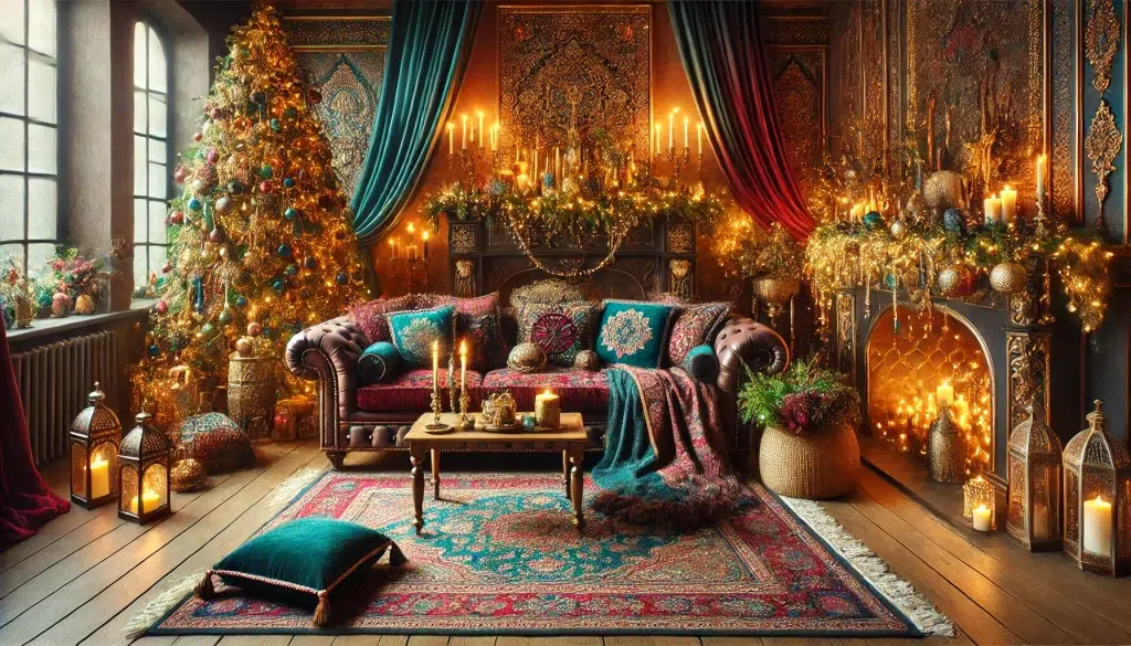 Festive Bohemian Christmas Decor Ideas: Living Room