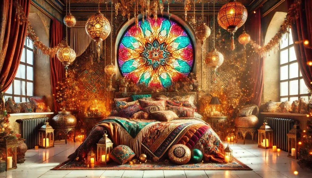 Dreamy Stained Glass Bedroom: Bohemian Christmas Decor Ideas