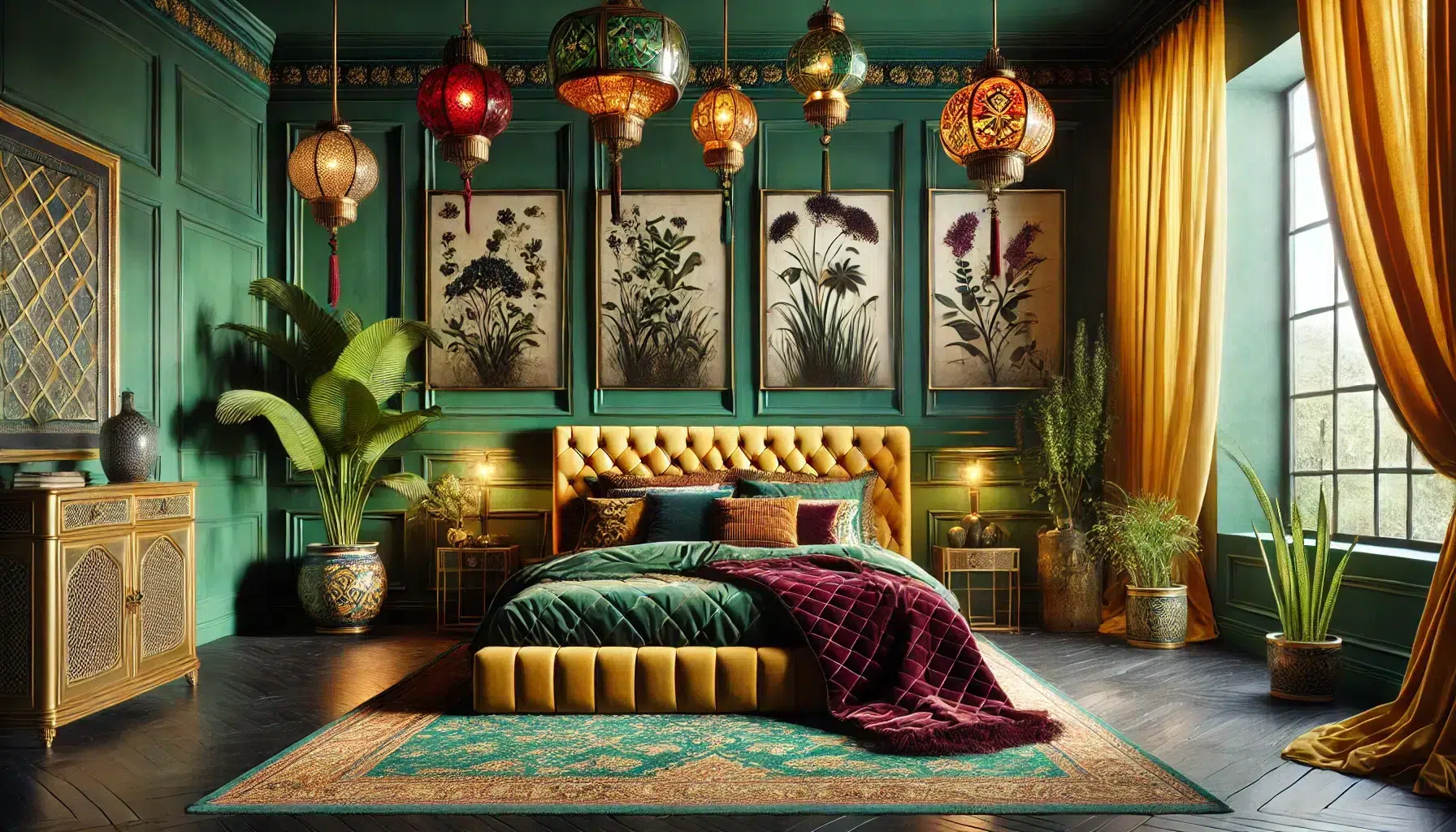 Elegant yet Beautiful Modern Eclectic Decor Idea: Botanical Bedroom
