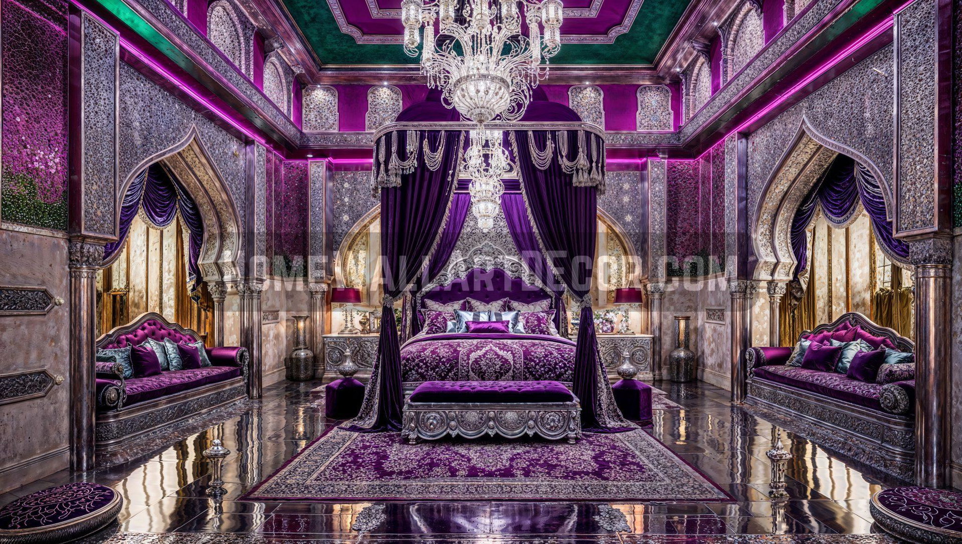 Extravagant Bedroom Retreat a Luxurious Purple Interior Design Idea