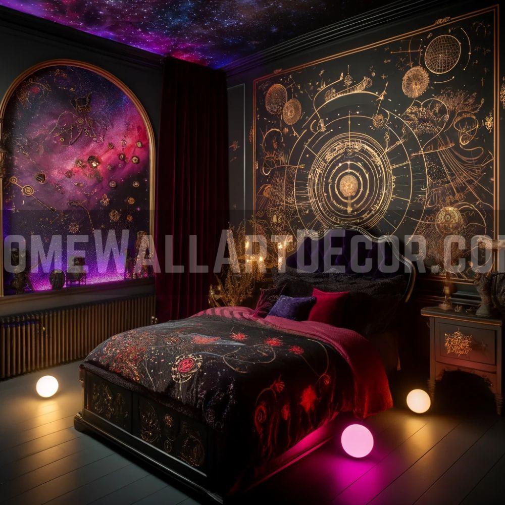 Galactic themed Bedroom featuring Unique Decorative Wall Accents