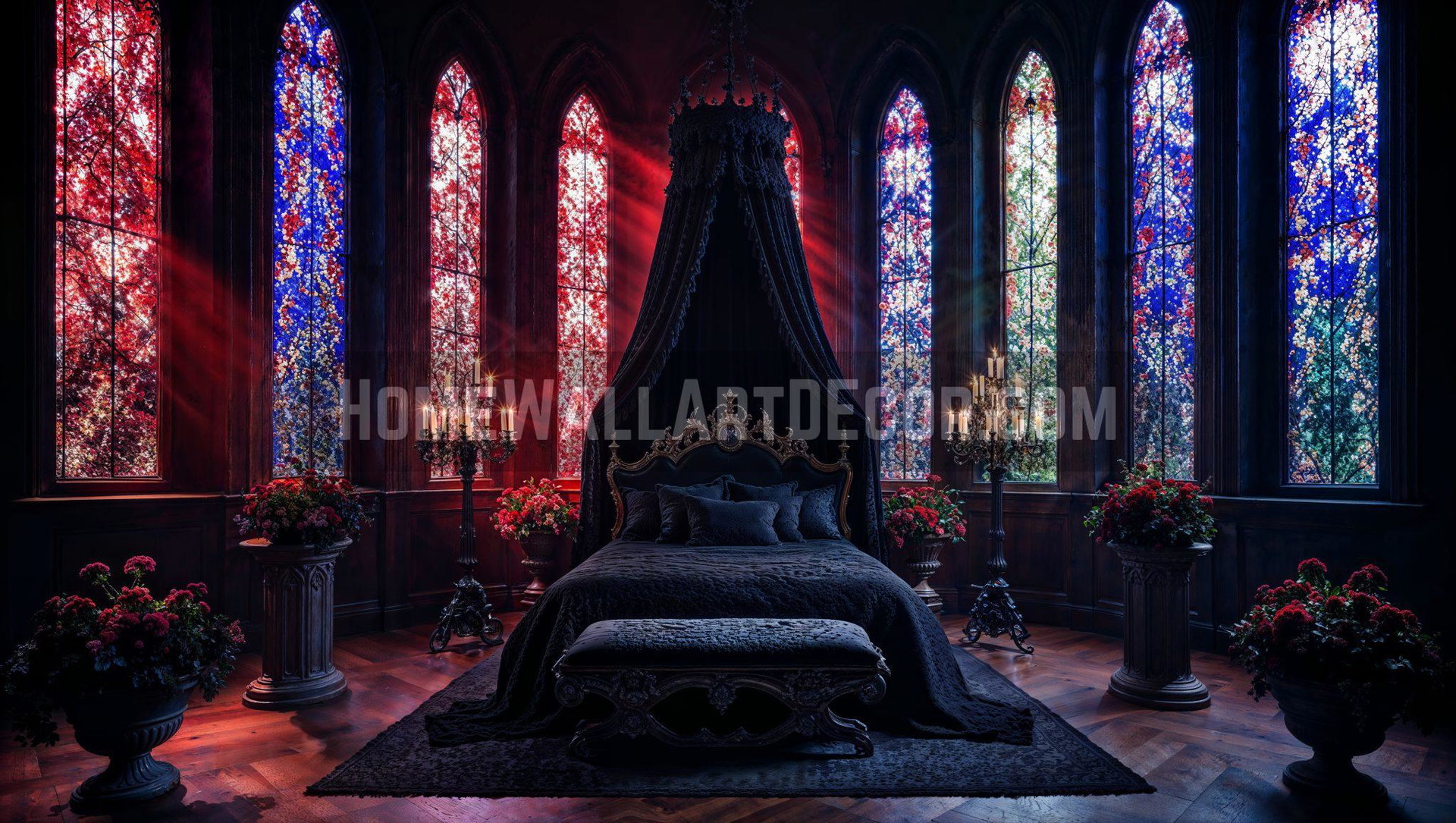 Gothic Inspired Bedroom – Fantasy Stained Glass Interior Design Ideas