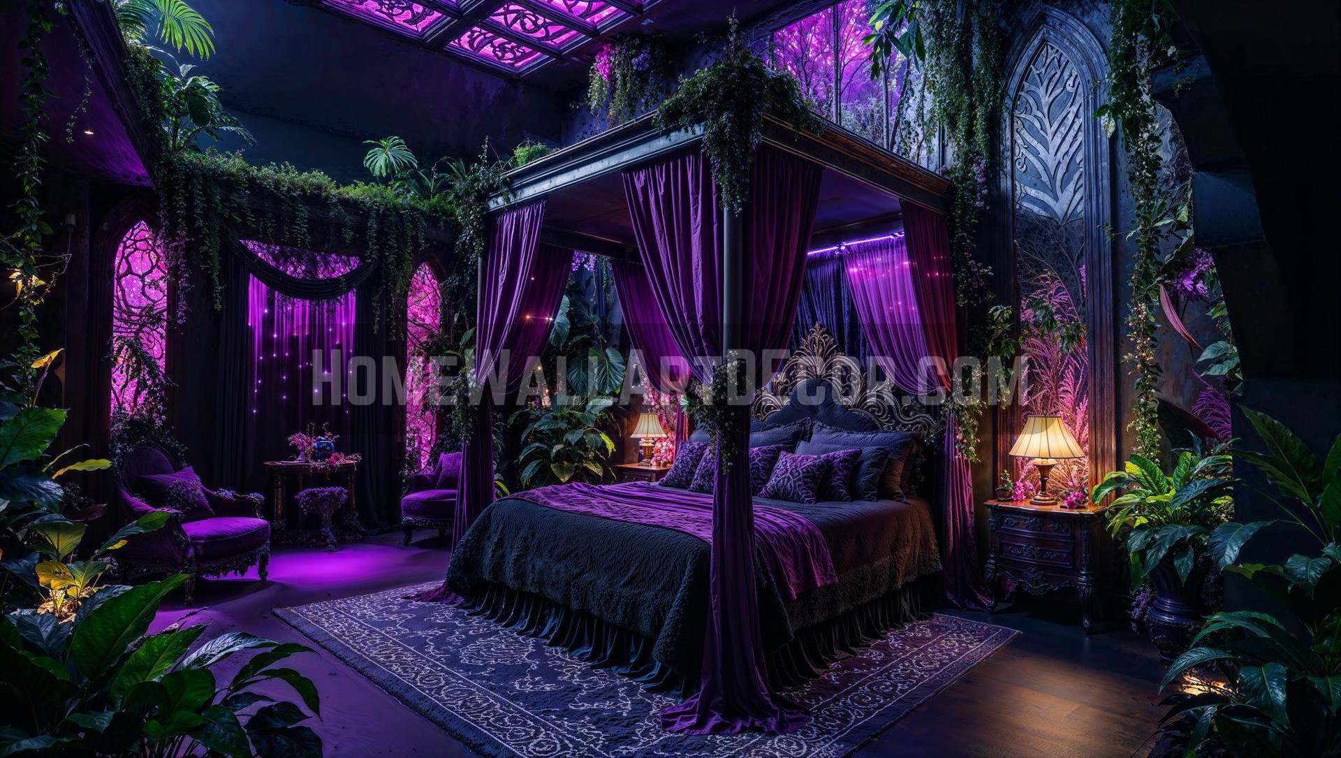 Hypnotic Dark Moody Bedroom a Luxurious Purple Interior Design Idea