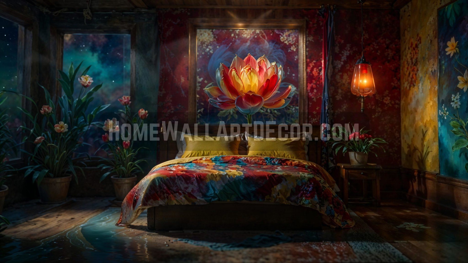 Lotus Flower Fantasy Staiend Glass Interior Design Ideas