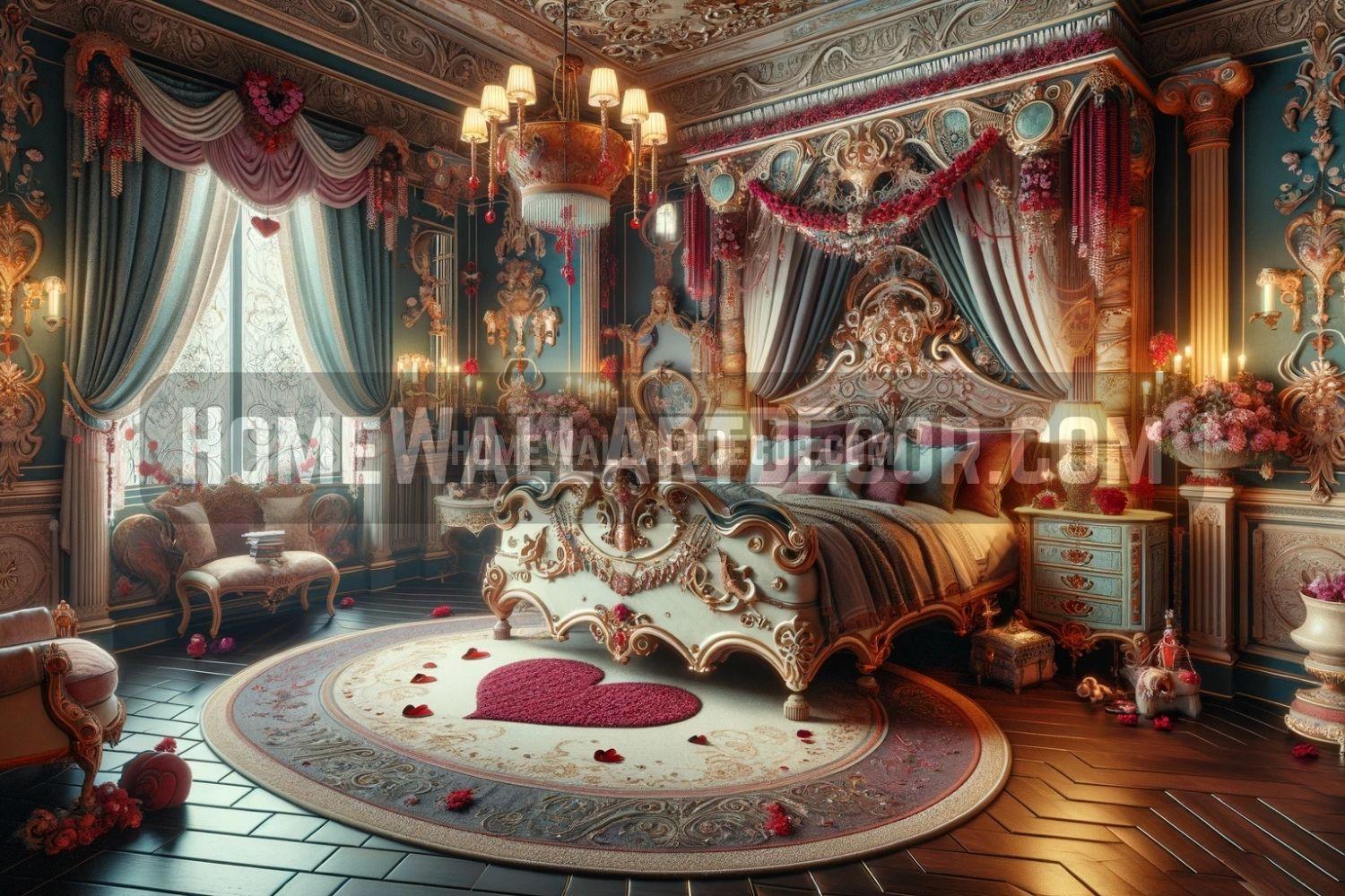 Pink Valentines Day Bedroom with Elegant Candlelight By Pamela Arsena