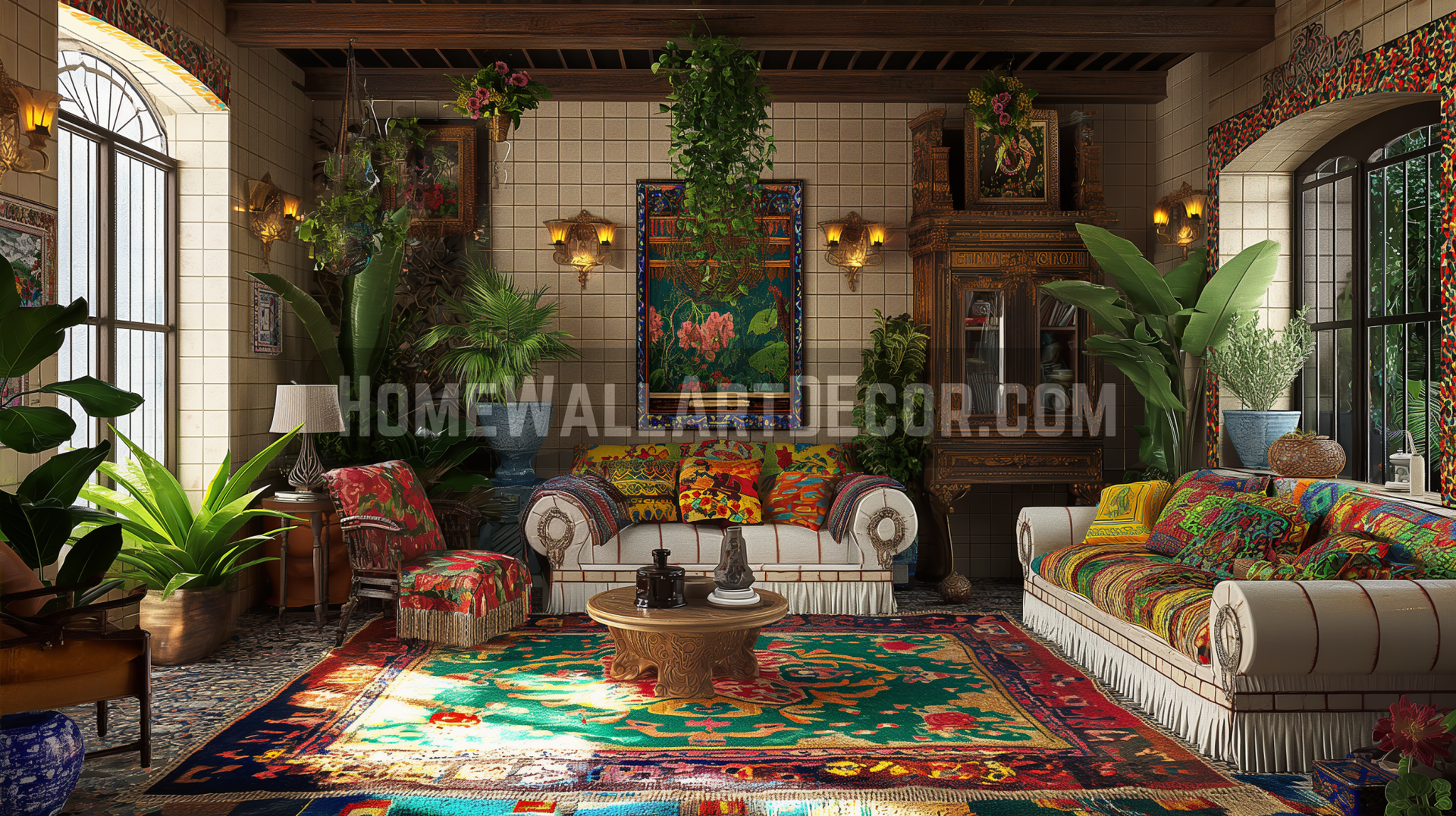 Colorful Maximalist Mexican Home Decor Idea: Living Room