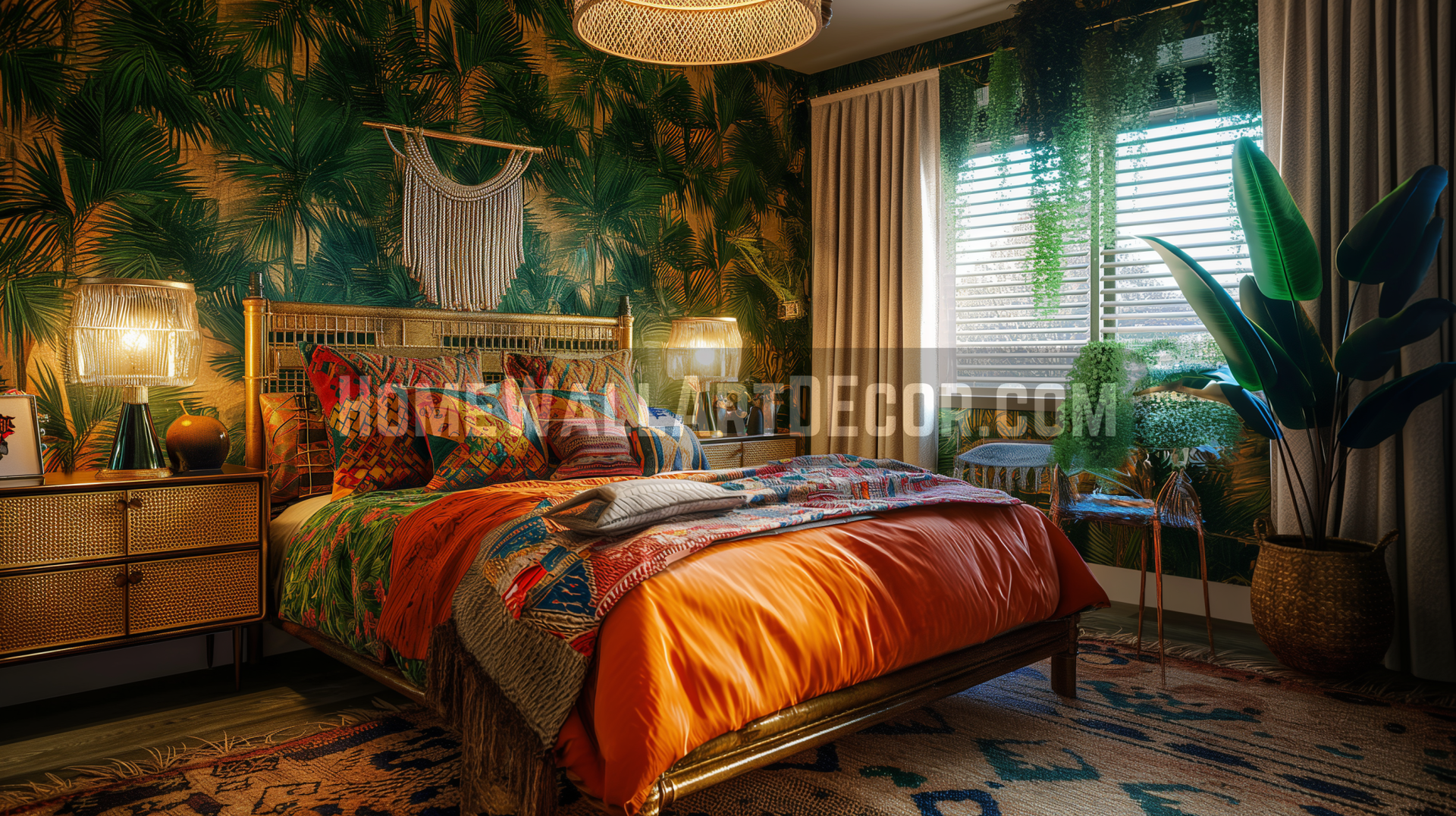 Bold Tropical Floral Modern Eclectic Decor Idea for a Vibrant Bedroom