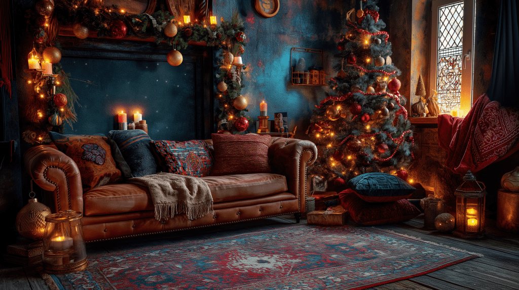 Beautiful Dreamy Bohemian Christmas Decor Ideas: Festive Living Room