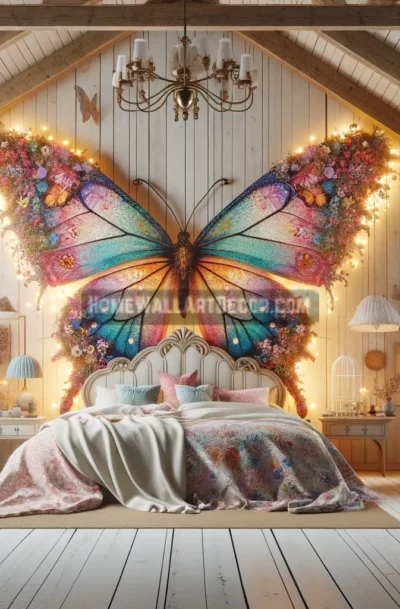 Rustic Farmhouse Butterfly Bedroom Decoration Idea