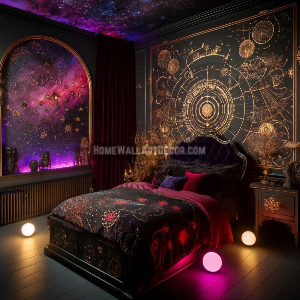 Galactic themed Bedroom featuring Unique Decorative Wall Accents