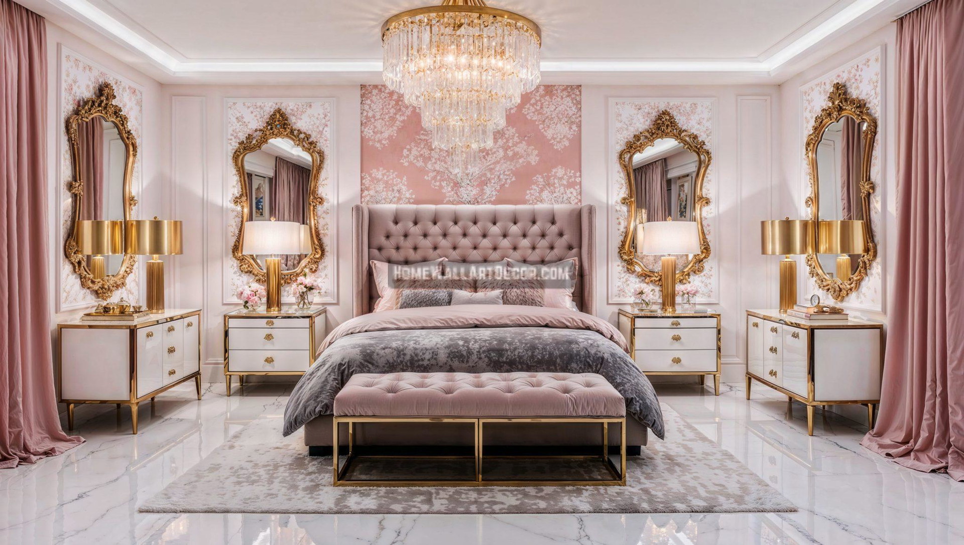 7 Dreamy Contemporary Glam Interior Decorating Ideas - Home Wall Art Decor