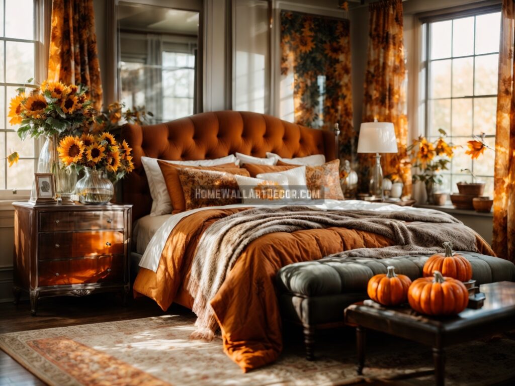 Warm yet Charming Sunflower and Pumpkin-themed Interior Design Idea for a Bedroom