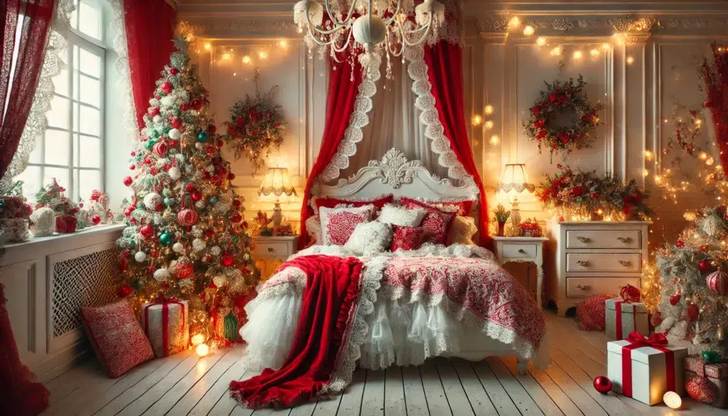 Shabby Chic Christmas Winter Bedroom Decor Idea