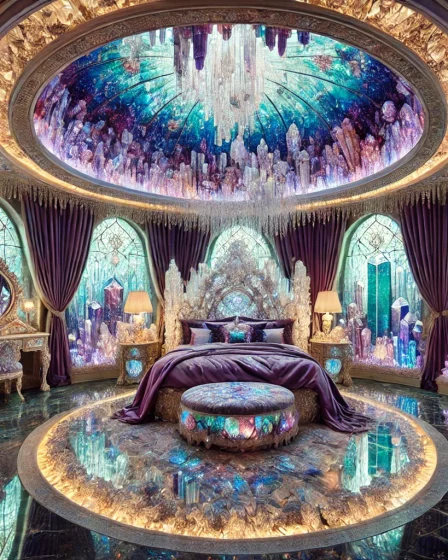 Galactic Crystal Futuristic Cosmic Luxury Dream Bedroom