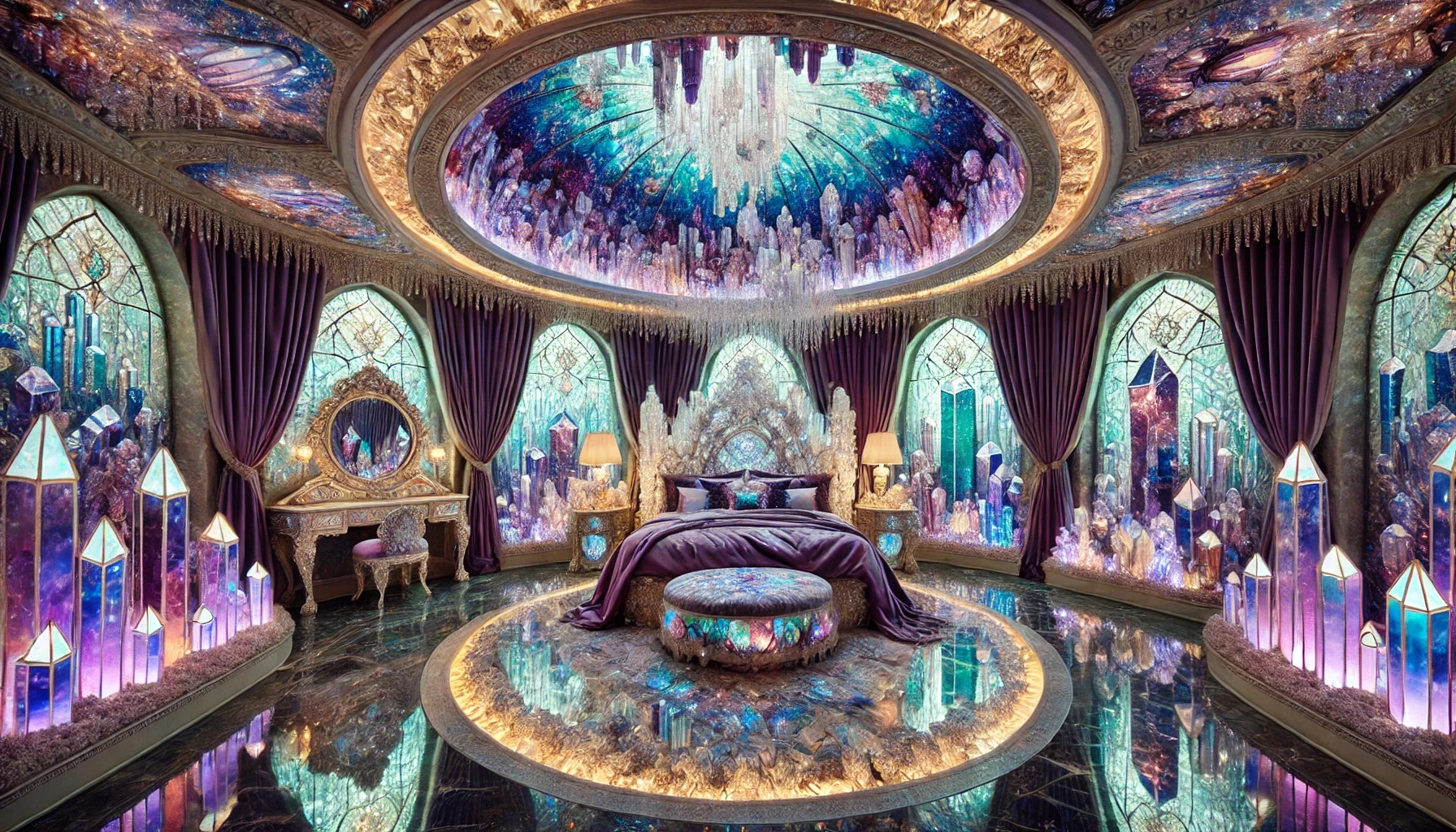 Galactic Crystal Futuristic Cosmic Luxury Dream Bedroom