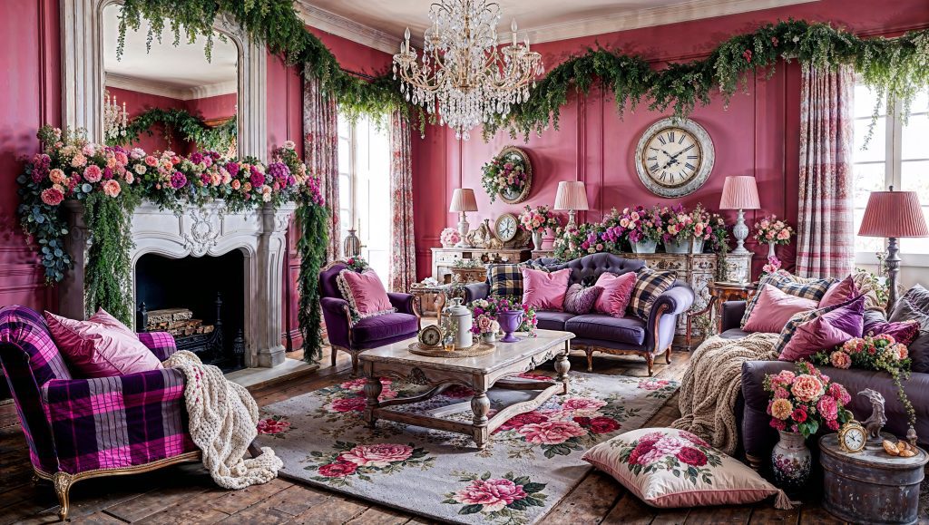 Pink and Purple Shabby Chic Farmhouse Living Rooms Decor Ideas
