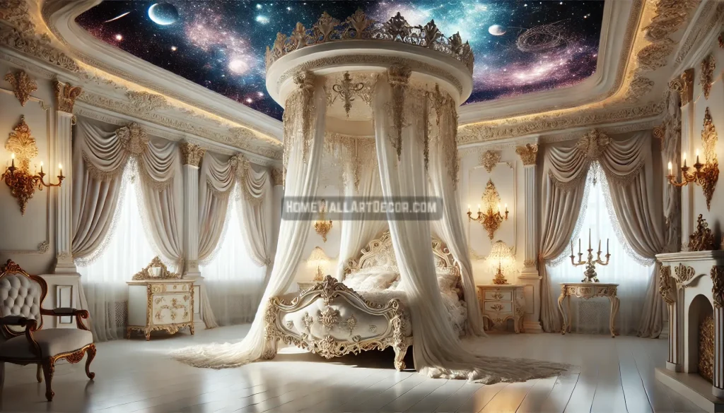 Victorian decor ideas – bedroom dreamscape bedroom exuding opulence, centered around a grand canopy bed