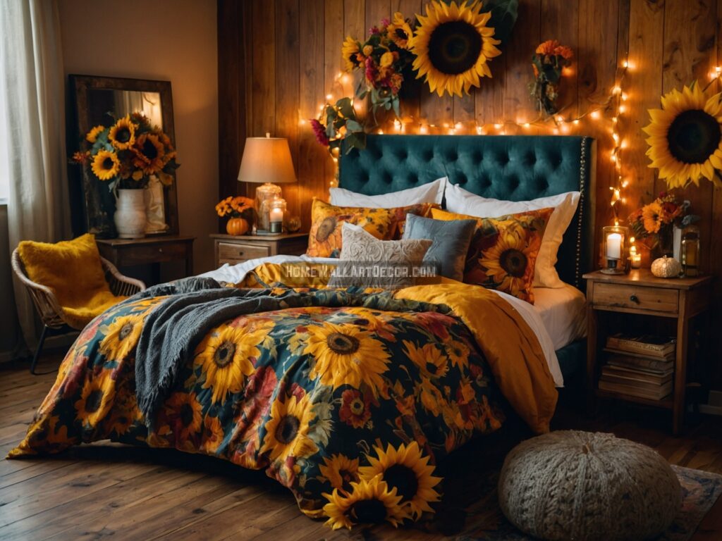 Warm Sunflower Fall Floral Interior Design Ideas