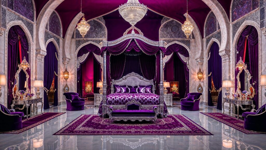 Extravagant Beautiful Purple and Silver Bedroom