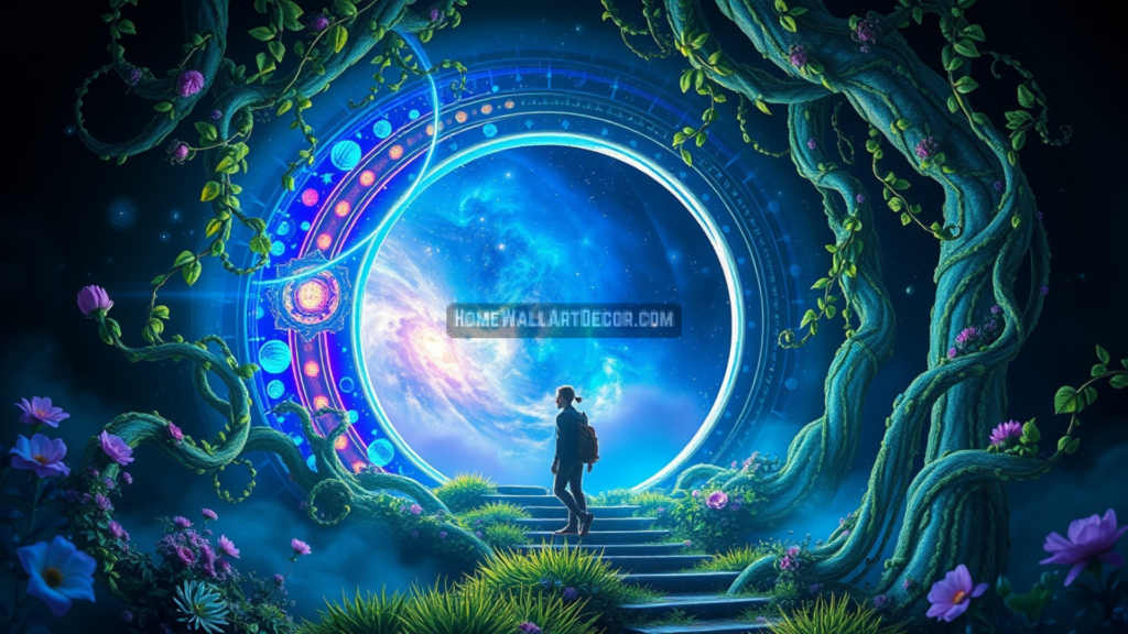 Dreamy Spiritual Awakening Printable Cosmic Portal Wall Art by Pamela Arsena