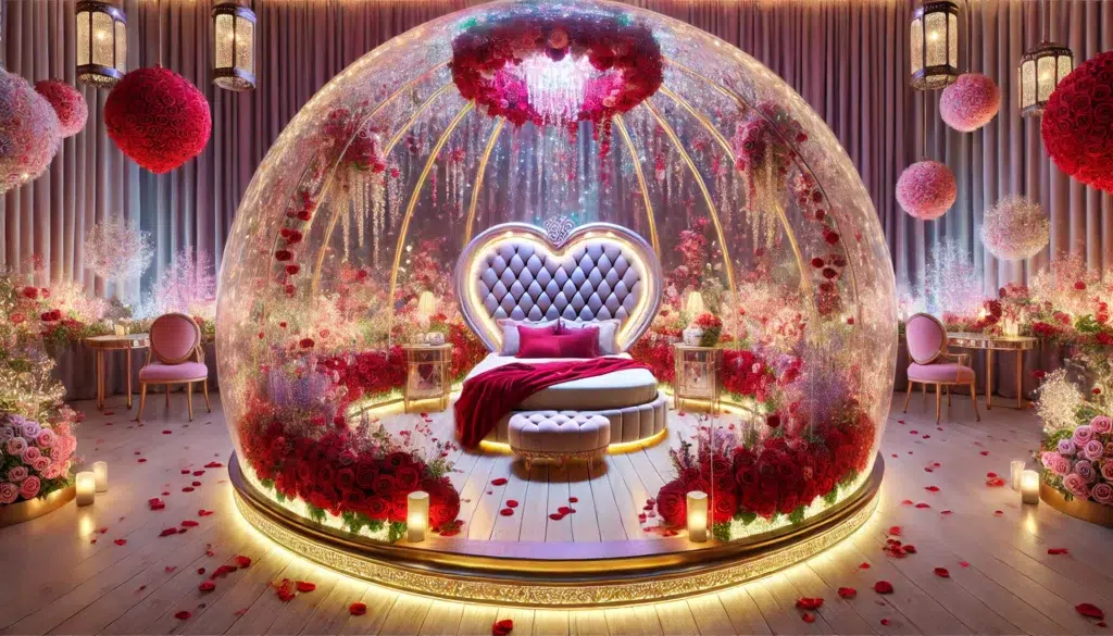 Enchanted Rose Dome: Dream Romantic Bedroom Under Glass
