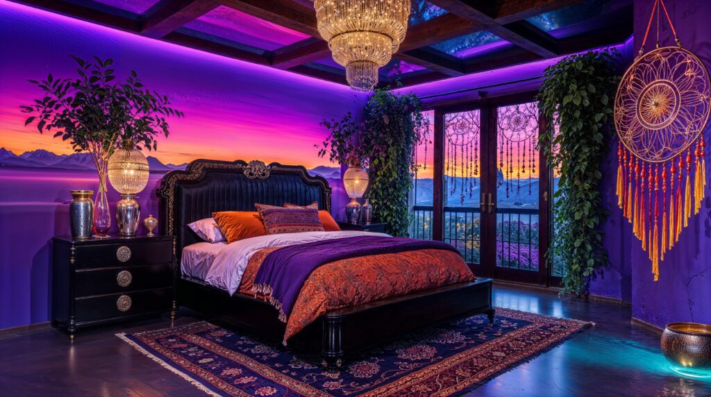 Incorporating Lush Greenery into This Moroccan Boho Bedroom Design