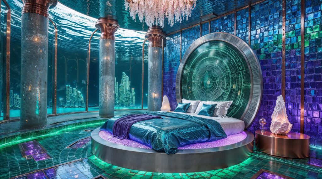 Metropolitan Ocean Bedroom Ideas with Underwater City Views