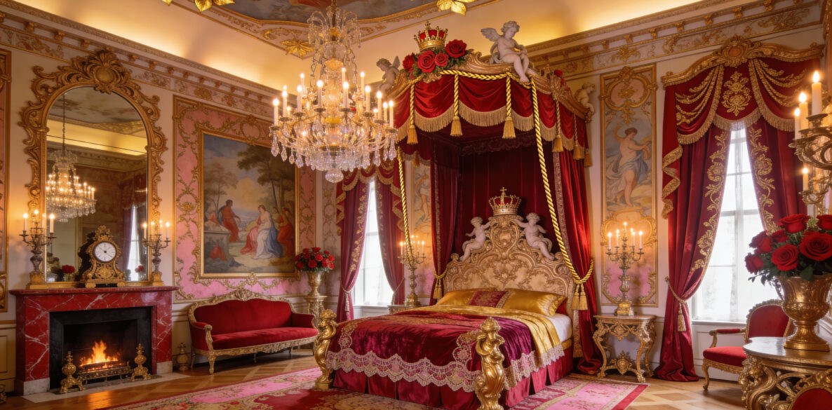 Moody Red Luxe Dream Romantic Bedroom