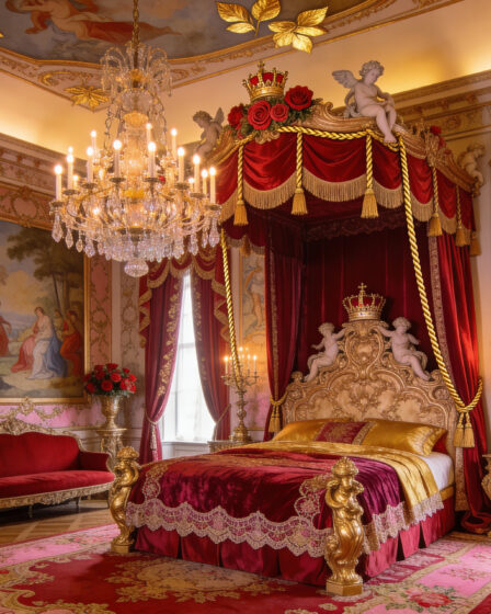 Moody Red Luxe Dream Romantic Bedroom