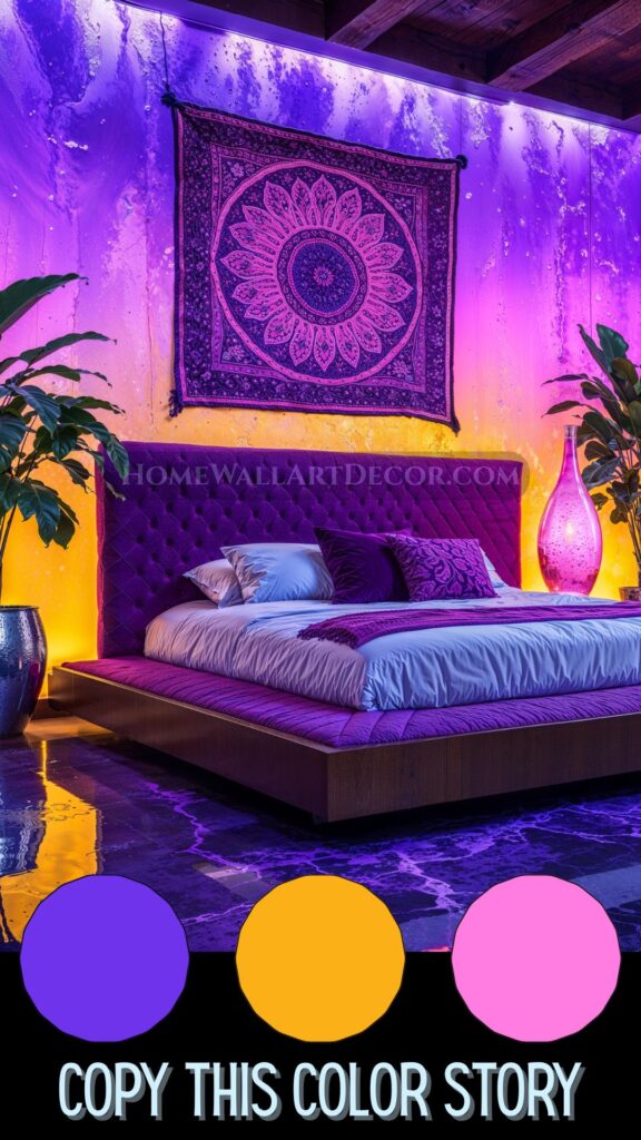Purple and Gold Moroccan Boho Bedroom Ideas – Get the Look with Vibrant Violet, Magenta, and Mustard Accents