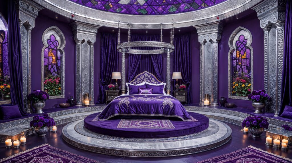 Royal Purple Cathedral Dream Romantic Bedrooms with Gothic Grandeur