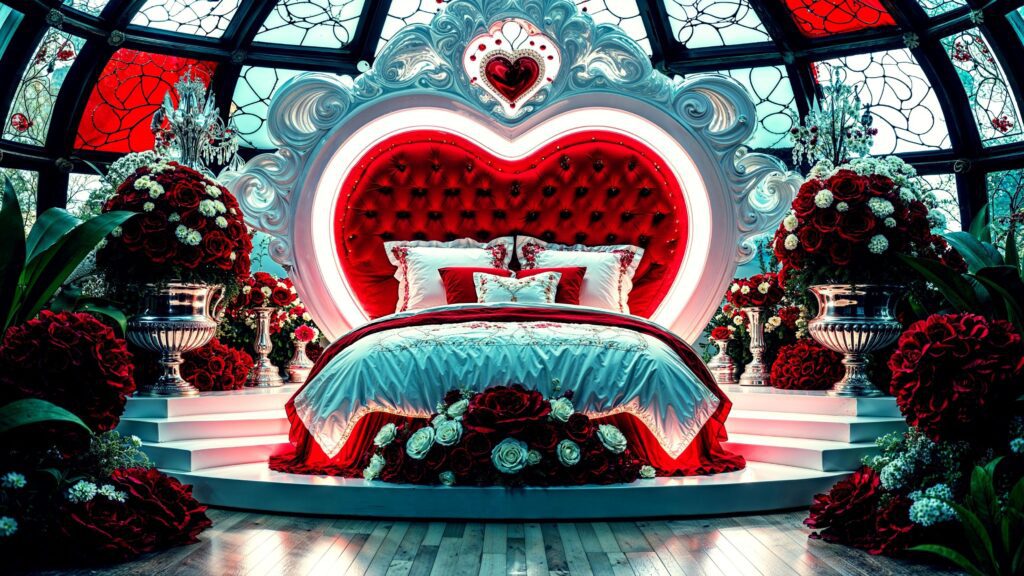 Heart Shaped Romantic Cherry Red Bedroom Ideas