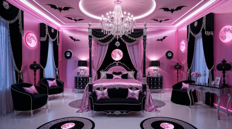Posh Black and PInk Pinkoween Halloween Bedroom (6)
