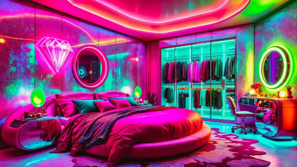 Bold Colorful Enchanting neon futuristic bedroom decor ideas