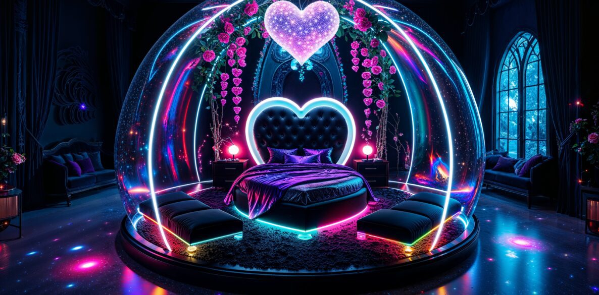 Whimsigoth Moody Iridescent Heart Dome Bedroom Decoration Idea