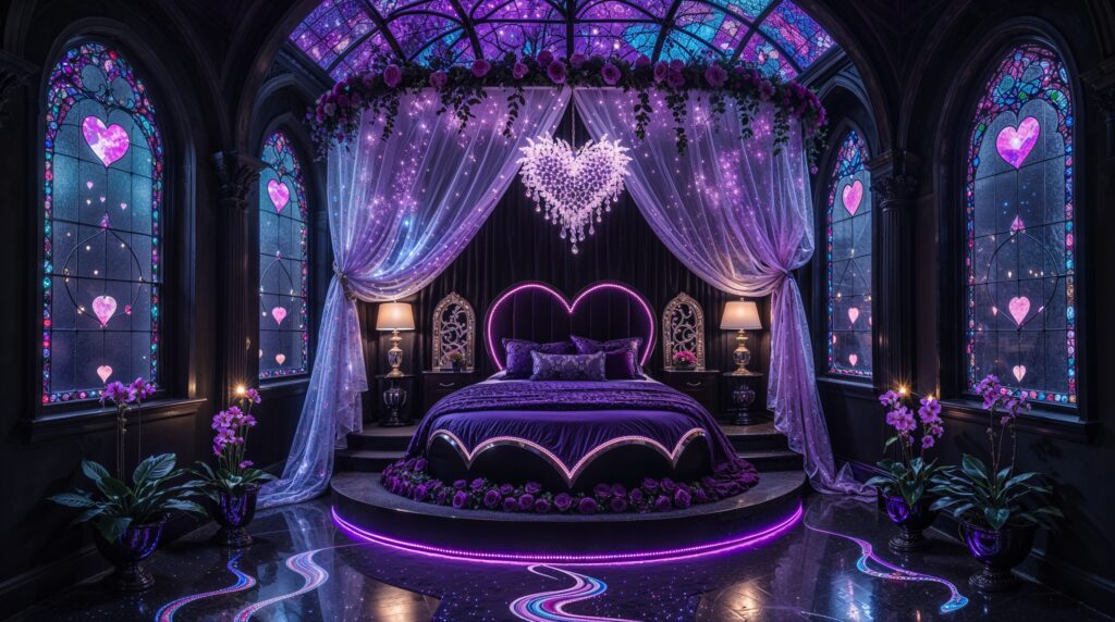 Whimsigoth Purple Heart Romantic Iridescent Home Decor Ideas