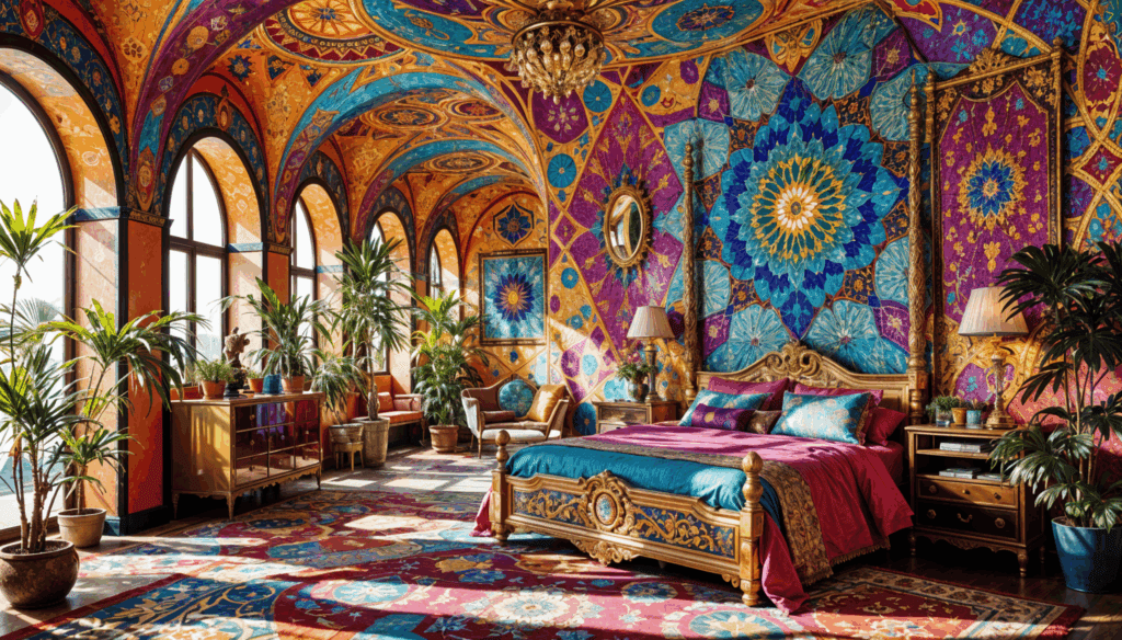 Colorful yet Sophisticated Byzantine Mosaic Bedroom Interior Design