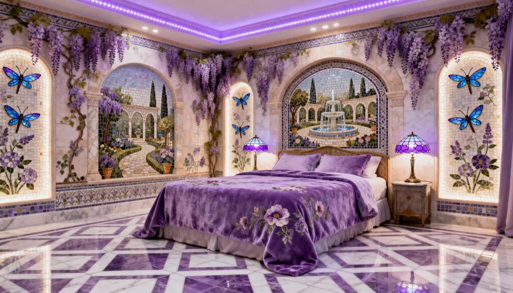 Feminine Lavender Bedroom a Mosaic Byzantine Interior Design Idea