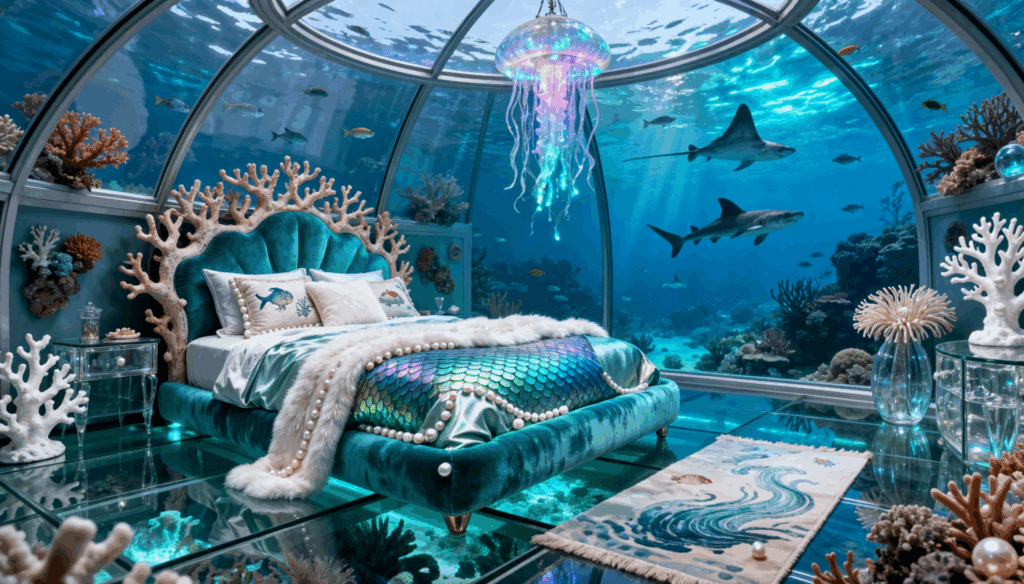Luxurious Underwater Dome Maximalist Bedroom Interior Design