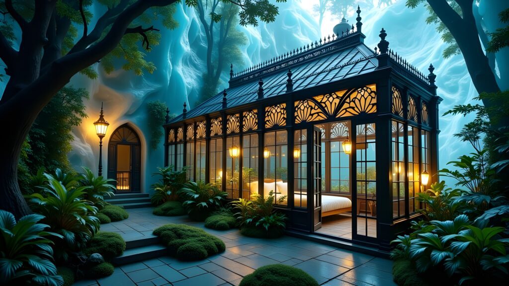 Picturesque Emerald Green Surreal Dreamscape Bedroom Decor Ideas