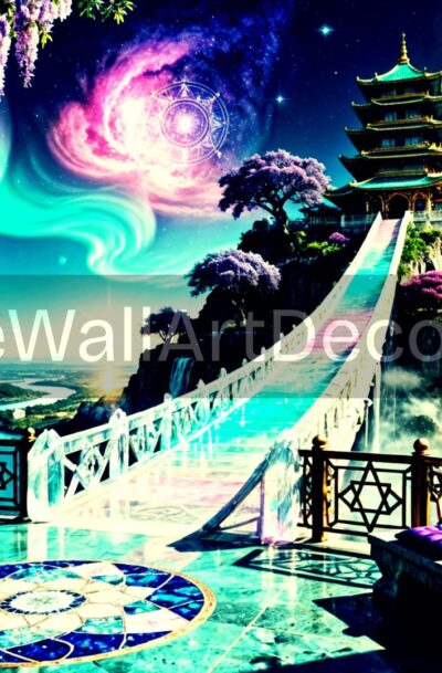 Celestial Crystal Bridge | Fantasy Landscape | Digital Art
