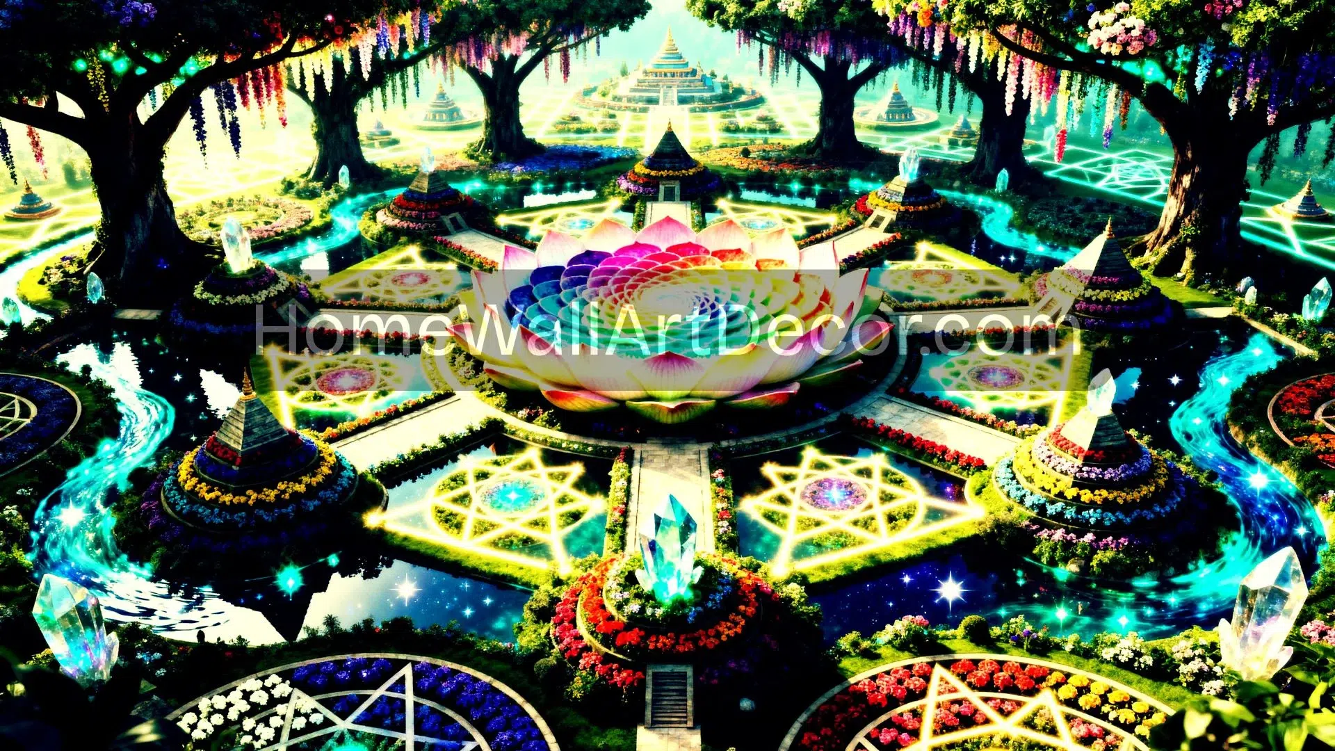 Chakra Lotus Wall Art | Sacred Garden Fantasy Print | Download by Pamela Arsena