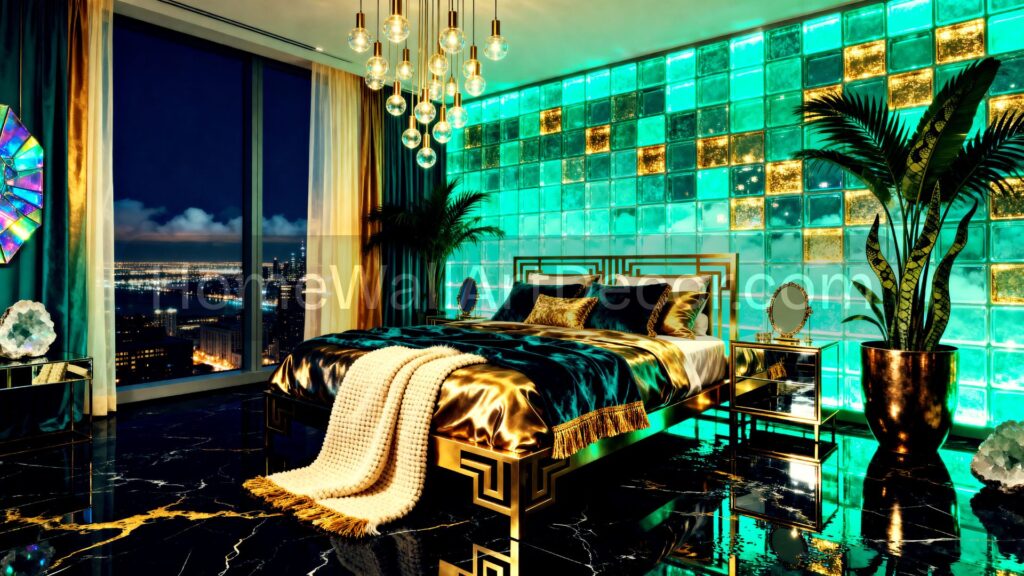 Deep Blue Crystal Geode Bedroom with Dichroic glass - whimsical bedroom interiors