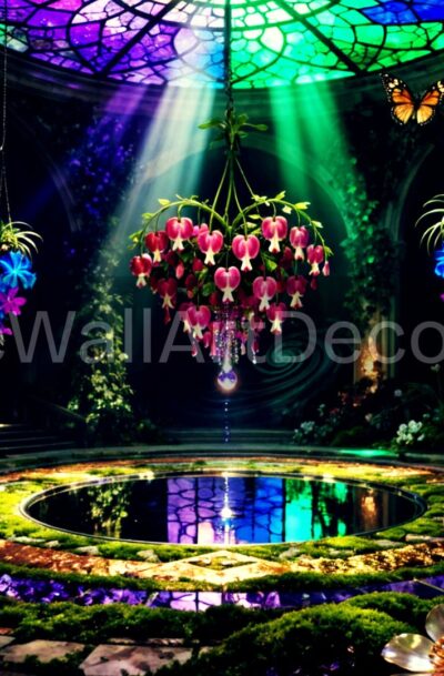 Enchanted Stained Glass Garden | Fantasy Backdrop | Digital Art