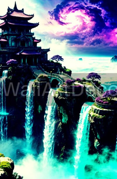 Ethereal Floating Temple | Fantasy Landscape Art | Digital Download